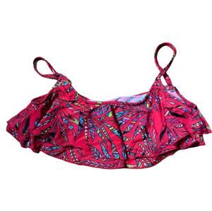Radio Fiji Red Abstract Print Flounce Bikini Top
